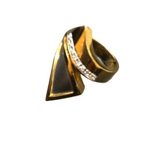 K18/Pt900 18金プラチナ900メレダイヤ付/金プラチナハーフリング