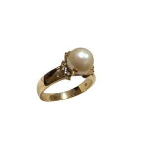 【パール】K18 18金メレダイヤ付リング