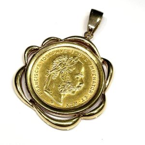 オーストリア8フローリン20フラン金貨付き K18  18金 トップ