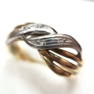 K18 Pt900 メレダイヤコンビリング
