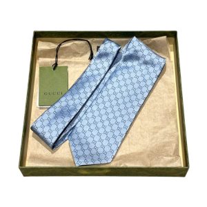 GUCCI　GG柄　シルクタイ　ブルー
