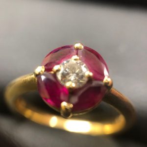K18 ルビー付きリング