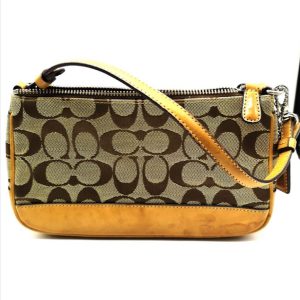 コーチ ハンドバッグ ポーチ カーキ キャンバス