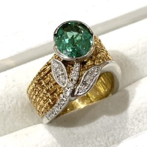 【K18Pt900コンビジュエリー】トルマリン リング 18金 プラチナ900