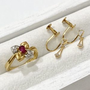 【ジュエリーまとめ】K18(18金)リング  K18Pt900(18金プラチナ900)イヤリング