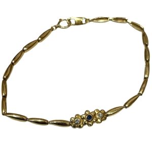 K18 18金 サファイア・メレダイヤモンド付き ブレスレット