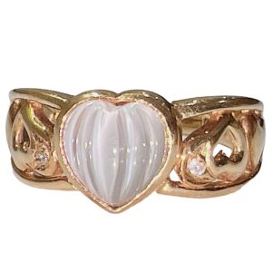 【K18/18金】クォーツ付 ハートリング