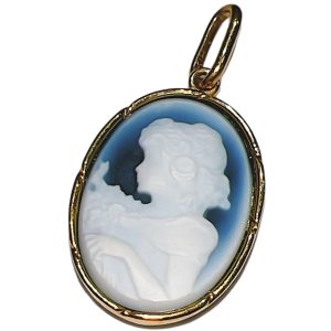 【K18】カメオペンダントトップ メノウ 18金