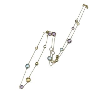 K18 マルチカラーストーン ネックレス 18金 750