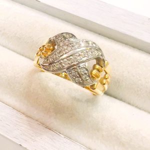 K18 18金 Pt900 プラチナ メレダイヤモンド リング 指輪