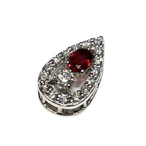 Pt900 ルビー・ダイヤモンド付き ペンダントトップ