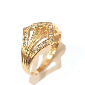 K18 メレダイヤ付き デザインリング