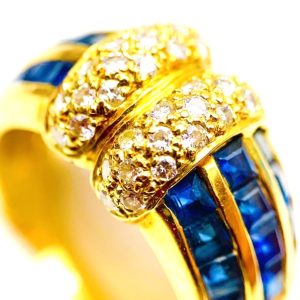 K18 ダイヤモンド サファイア ゴールドリング アクセサリー