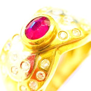 K18 Pt850 ルビー ゴールドリング アクセサリー