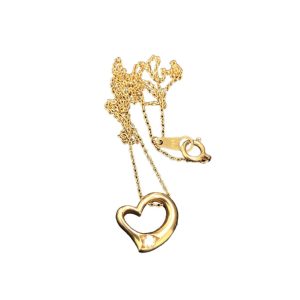 【K18】メレダイヤ付 金18ハート型ネックレス