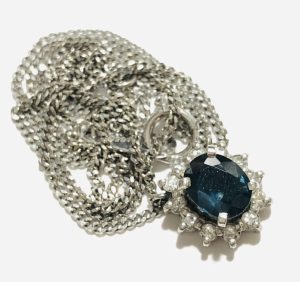 Pt850 ネックレス サファイア1.15ct メレダイヤモンド0.23ct