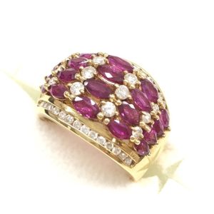 K18 18金 ルビー メレダイヤモンド リング