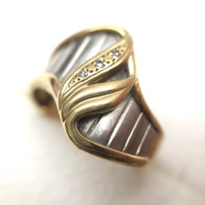 K18 Pt900 18金プラチナ900 メレダイヤモンド リング