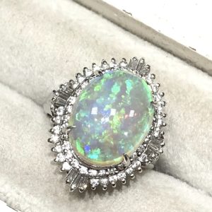 Pt900 プラチナ900 オパール メレダイヤ リング