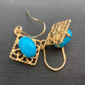 k18 ターコイズ付きピアス|神奈川県相模原市南区上鶴間