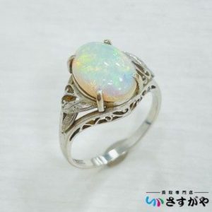 14金ホワイトゴールド オパール リング 指輪 K14WG