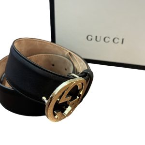 GUCCI インターロッキング ベルト ブラック×ゴールド