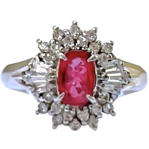 【Pt900】プラチナリング ルビー 指輪 メレダイヤ装飾品