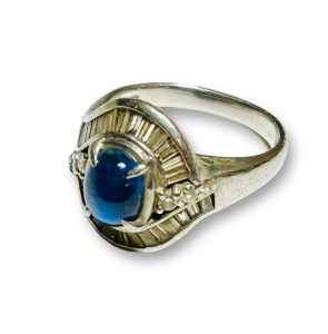 Pt900 サファイヤ メレダイヤ リング