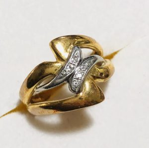 K18/Pt900 18金 プラチナ900 リング メレダイヤモンド0.03ct