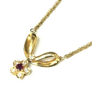 K18 18金 ルビー ダイヤモンド ネックレス