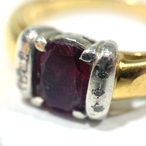 K18 18金 750 Pt850 リング 金ベース コンビ ルビー 1.66ct メレダイヤモンド 0.05ct