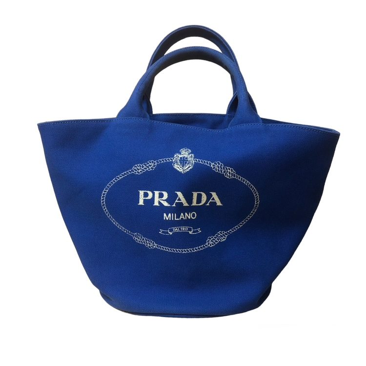 PRADA プラダ カナパ ハンドバッグ キャンバス ブルー 1BG18