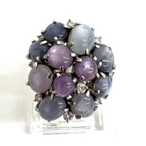 Pt900 プラチナ スターサファイア リング