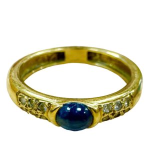K18 18金 サファイア メレダイヤ リング