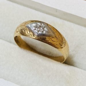 K18(18金) Pt900(プラチナ900) コンビ メレダイヤ  リング