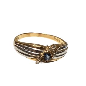 K18/Pt900 リング 石あり コンビ ハーフ