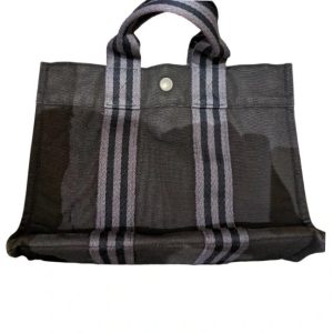 エルメス Hermès フールトゥ キャンバストートバッグ ブラック×グレー