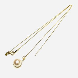 K18 パール&メレダイヤ0.02ct付きネックレス