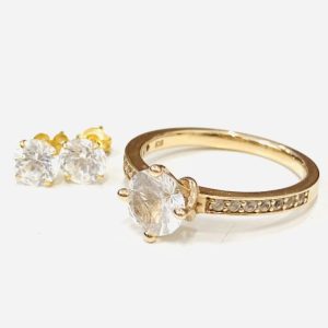 K18 クオーツ付きリング&ピアス