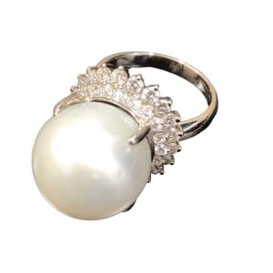 Pt900 パール メレダイヤ リング