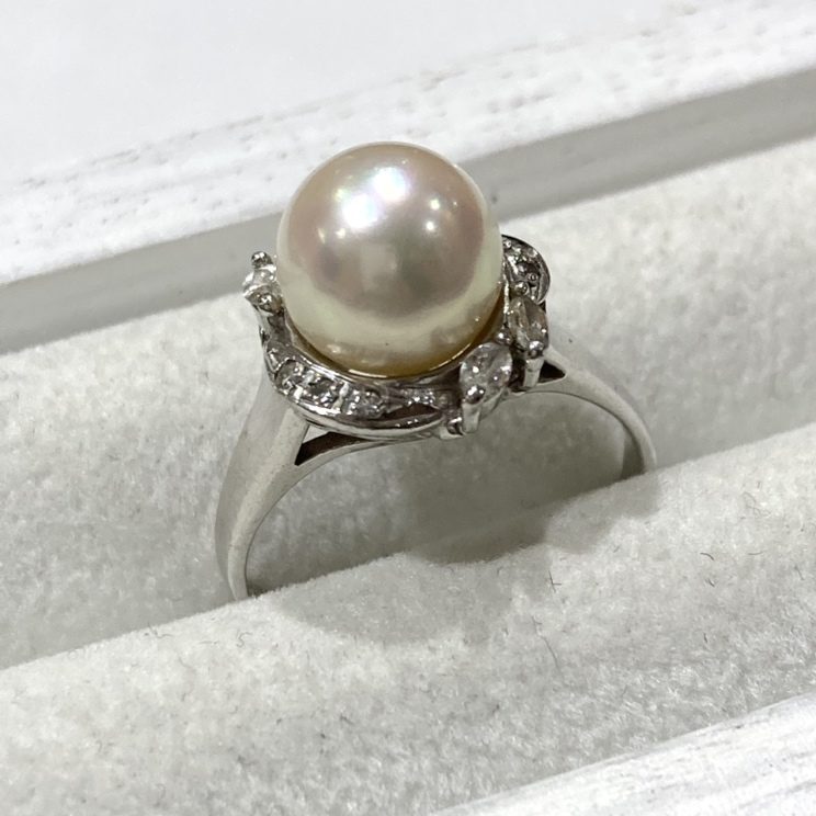 Pt900 プラチナ900 パール 約10.2mm ダイヤ0.53ct リング 指輪 12号 