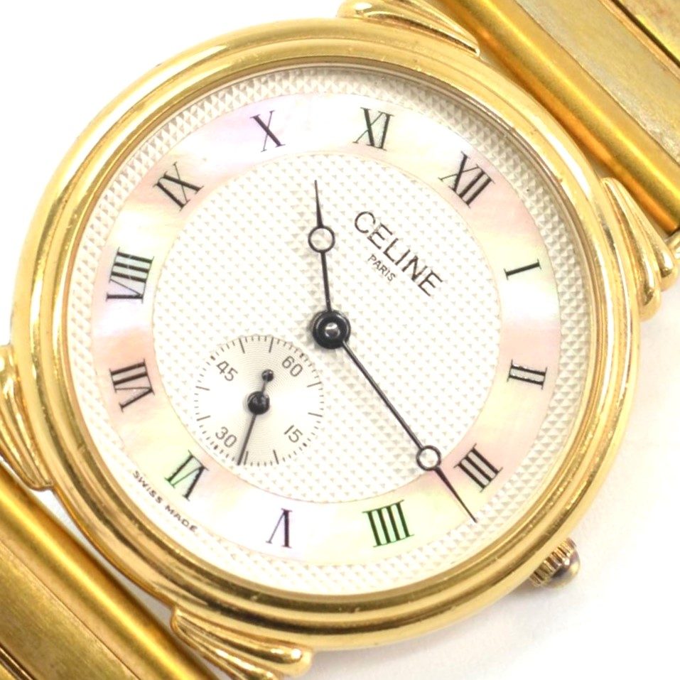 CELINE セリーヌ 腕時計 スモセコ クオーツ式 ベルト社外品の買取実績  