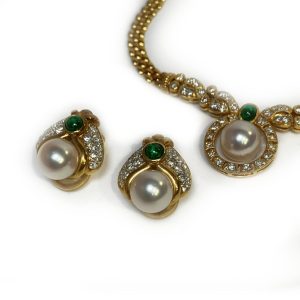 ダイヤ付きネックレス&イヤリング K18素材