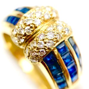 K18 メレダイヤモンド サファイア ゴールドリング