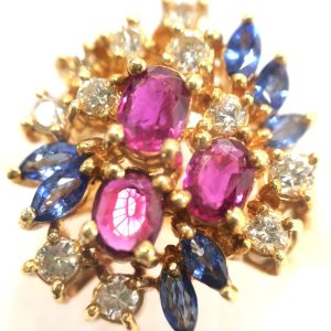 K18 ルビー サファイア メレダイヤモンド ゴールドリング アクセサリー