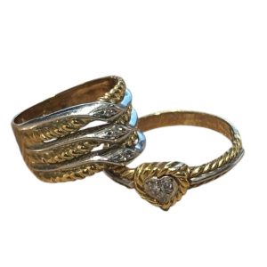 K18 Pt900 リング 石あり コンビ ハーフ