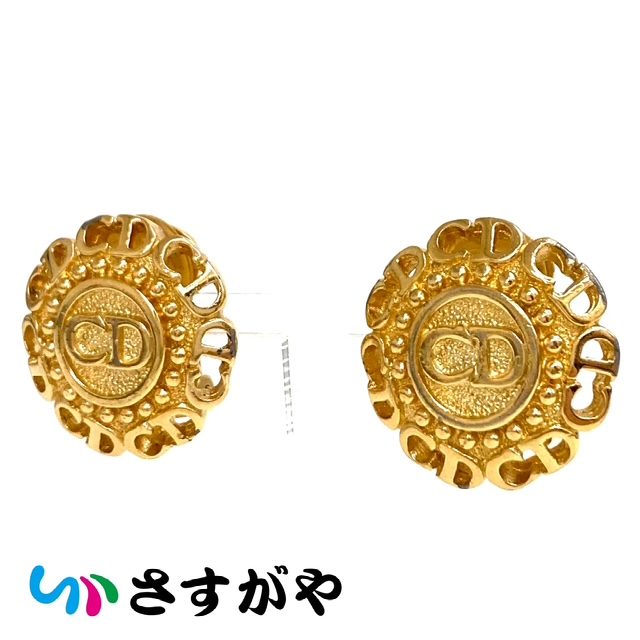 Christian Dior イヤリング CDロゴ サークル ストーン付き ◇ディオール Christian Dior◇CDロゴ ラインストーン ネックレス ゴールド レディース アクセサリー ヴィンテージ Dior  Christian クリスチャンディオール CDロゴイヤリング サークル (Dior⁄アクセサリーその他 