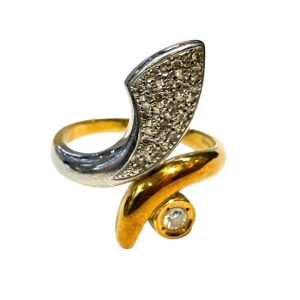 K18/Pt900 ダイヤモンド付きコンビリング