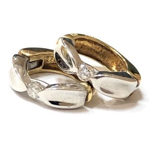 K18 Pt900 ダイヤモンド付き 18金・プラチナハーフ イヤリング アクセサリー