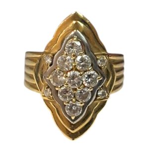 K18/Pt900　ダイヤモンド付きコンビリング